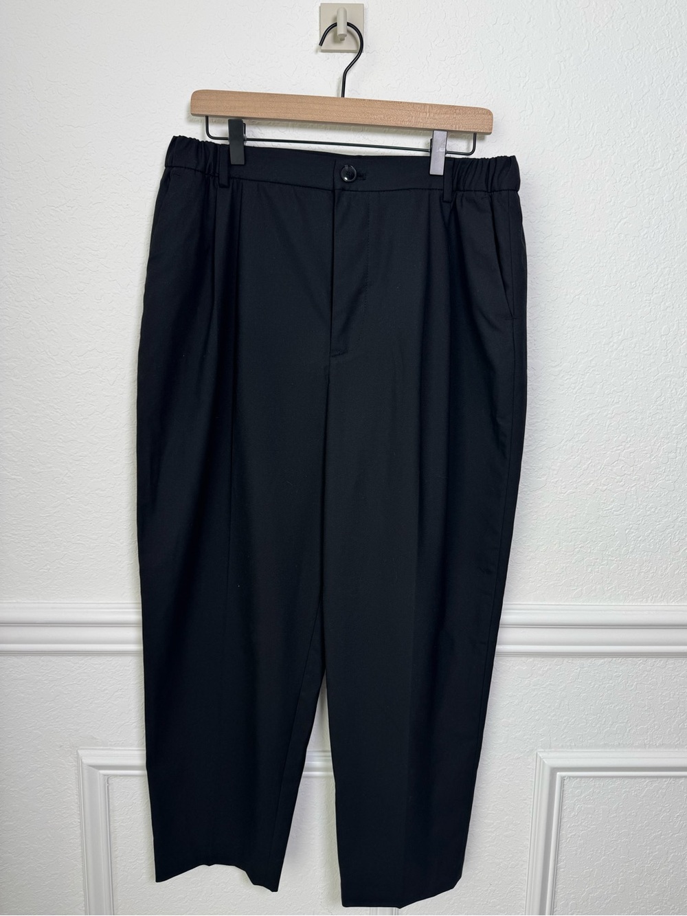 Zara Black High Rise Pleated Tailored Trousers Pants XL